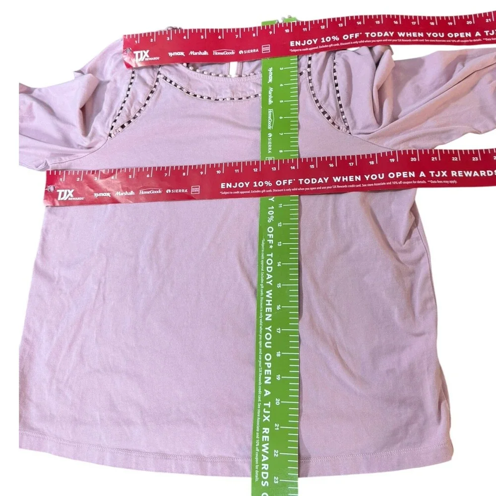 Boden Lilac Pink Pom Ladder Lace Long Sleeve Top Womens US 12 Feminine Pastel